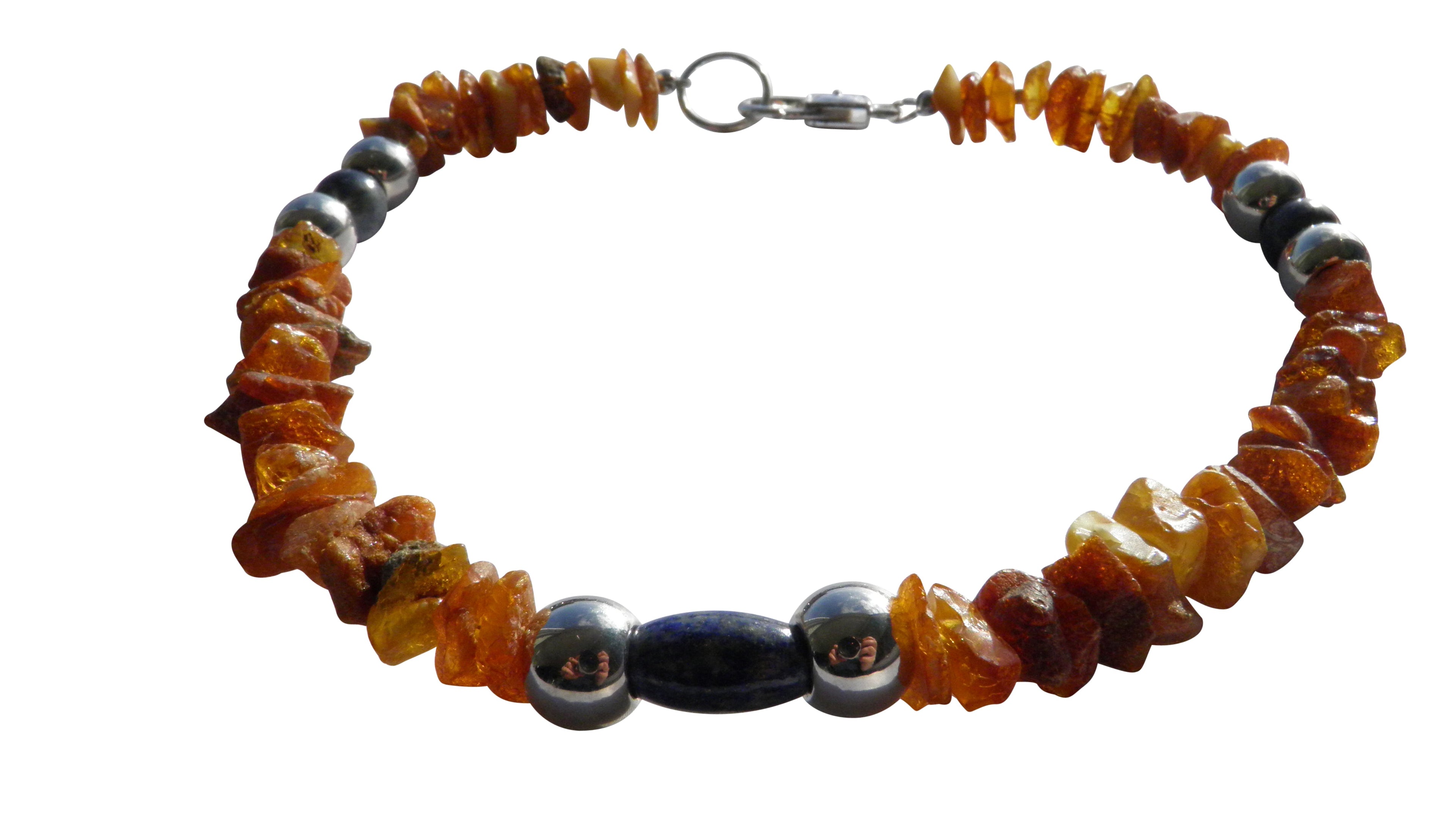 Hunde Bernsteinkette mit Lapislazuli Länge 40cm - TierVita