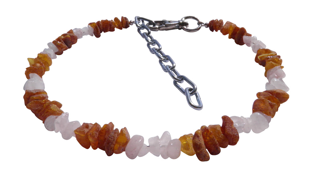 Hunde Bernsteinkette Flexi mit Rosenquarz - TierVita