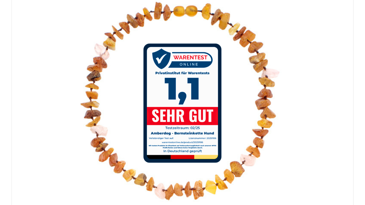 Hunde Bernsteinkette Rosenquarz - TierVita