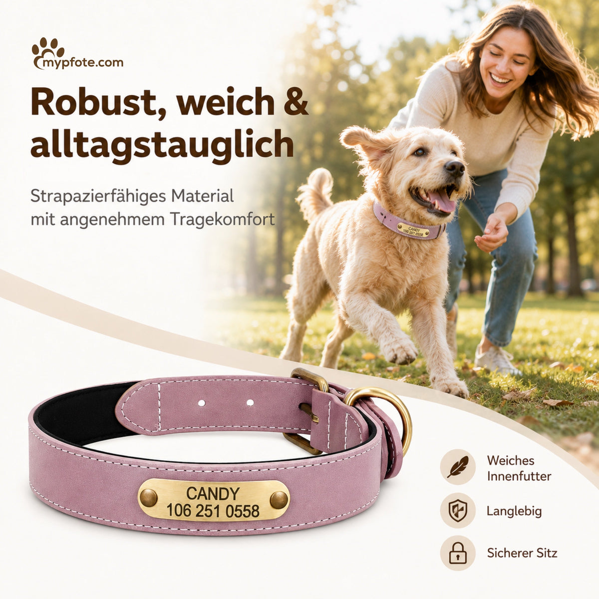 Wunderschönes Reflektions Hundehalsband mit Namen graviert