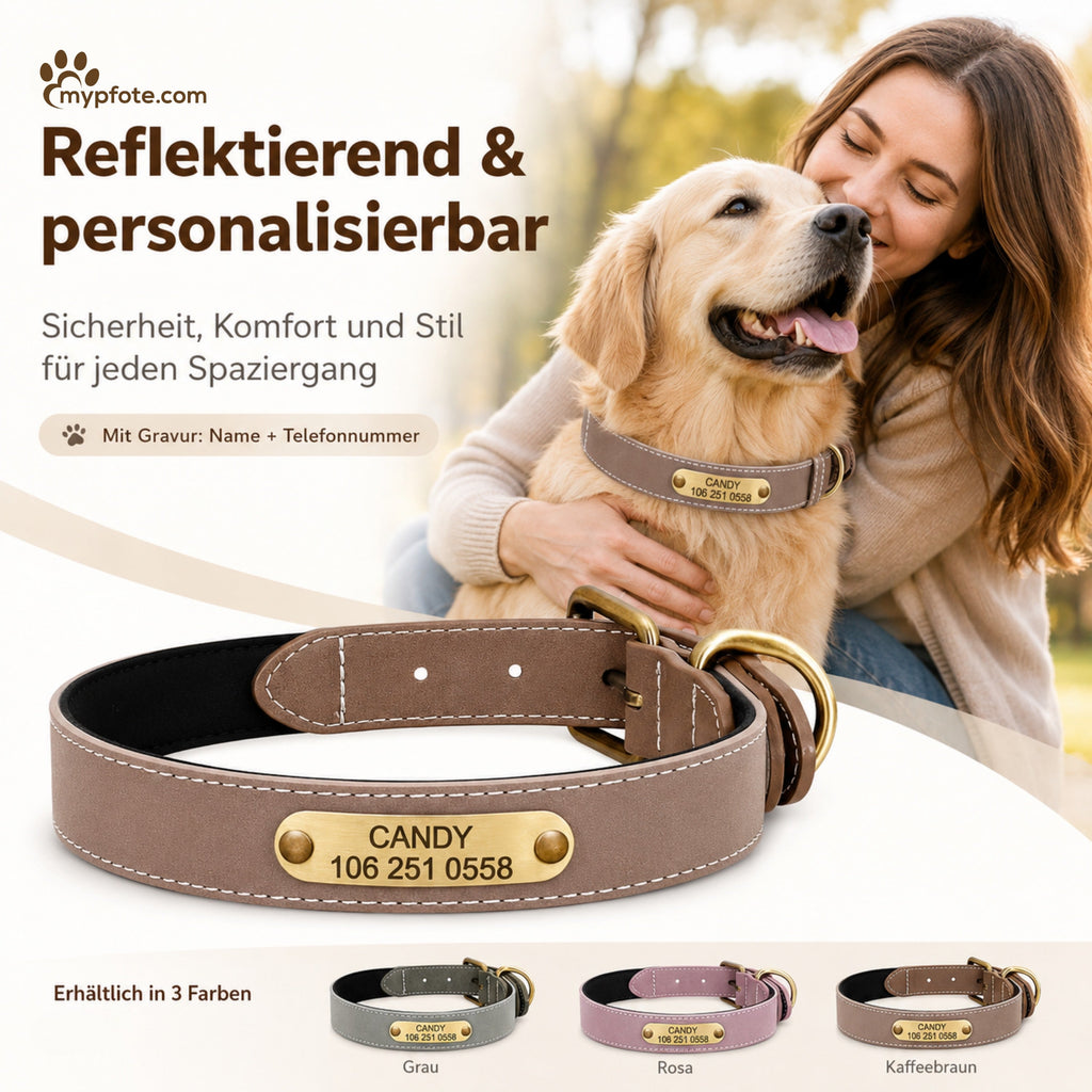 Wunderschönes Reflektions Hundehalsband mit Namen graviert