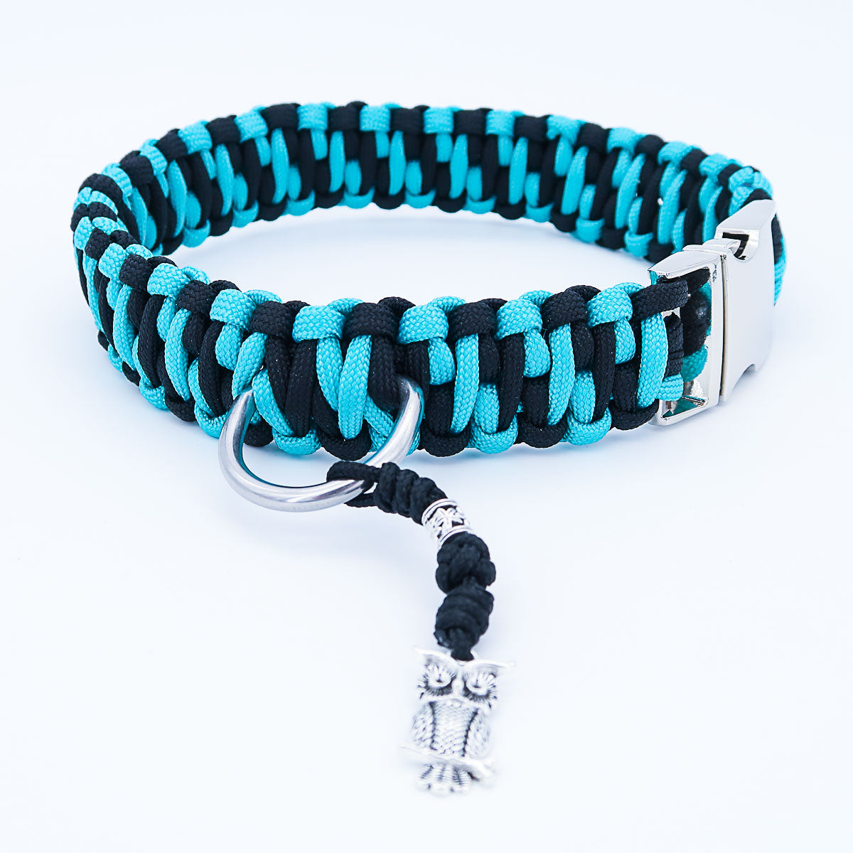 Paracord Hundhalsband "Auron" mit Gravur von Name und Telefon auf der Schnalle, drei verschiedene Größen