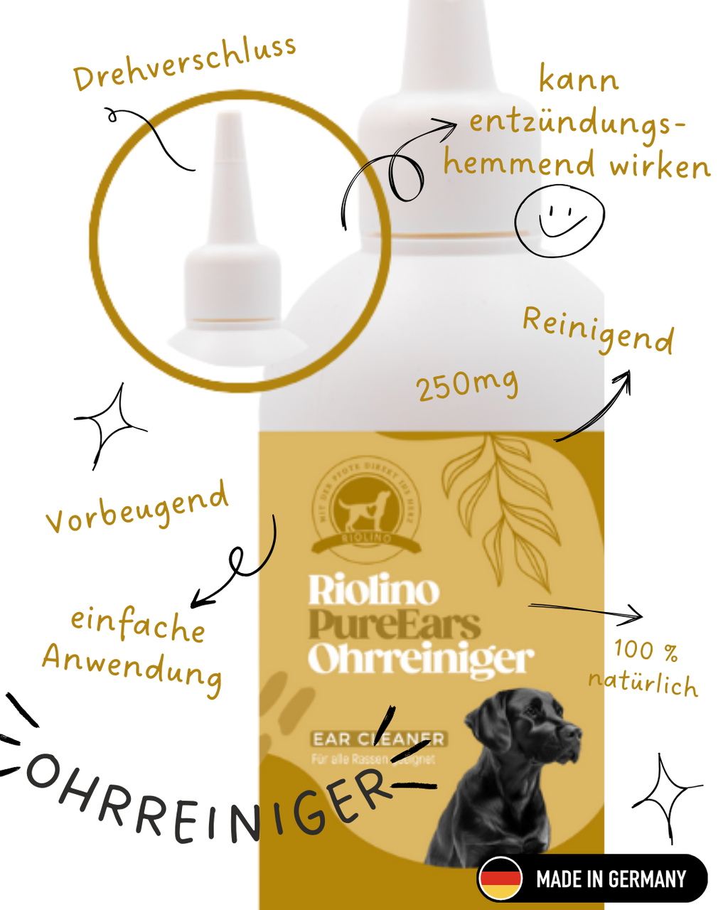 Riolino PureEars– Sanfte Reinigung für empfindliche Ohren - TierVita