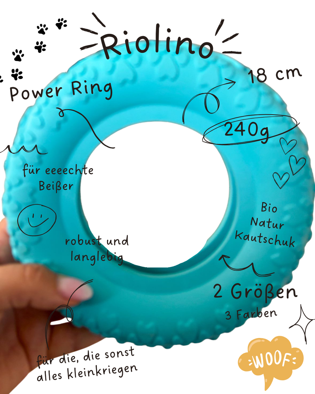 Riolino Robuster Hundespielzeug-Kauring für starke Kauer - TierVita