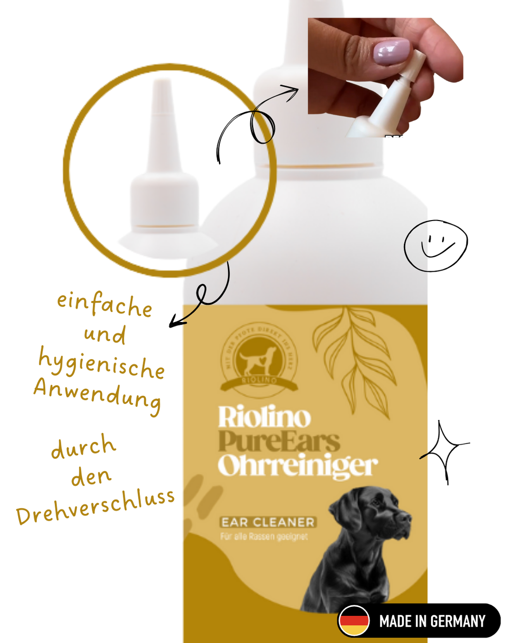 Riolino PureEars– Sanfte Reinigung für empfindliche Ohren - TierVita