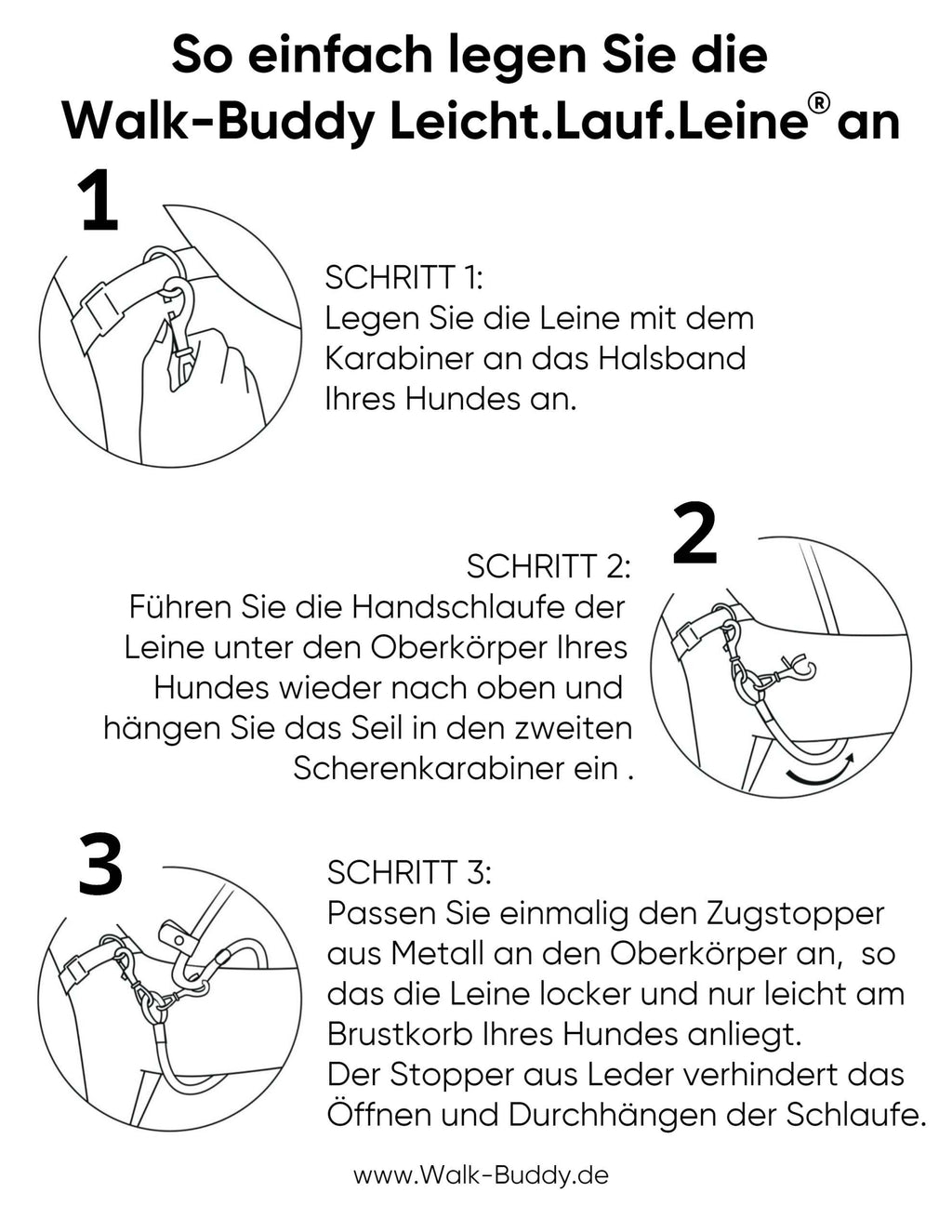 LeichtLaufLeine® Kurzleine und Übungsleine zur besseren Leinenführung