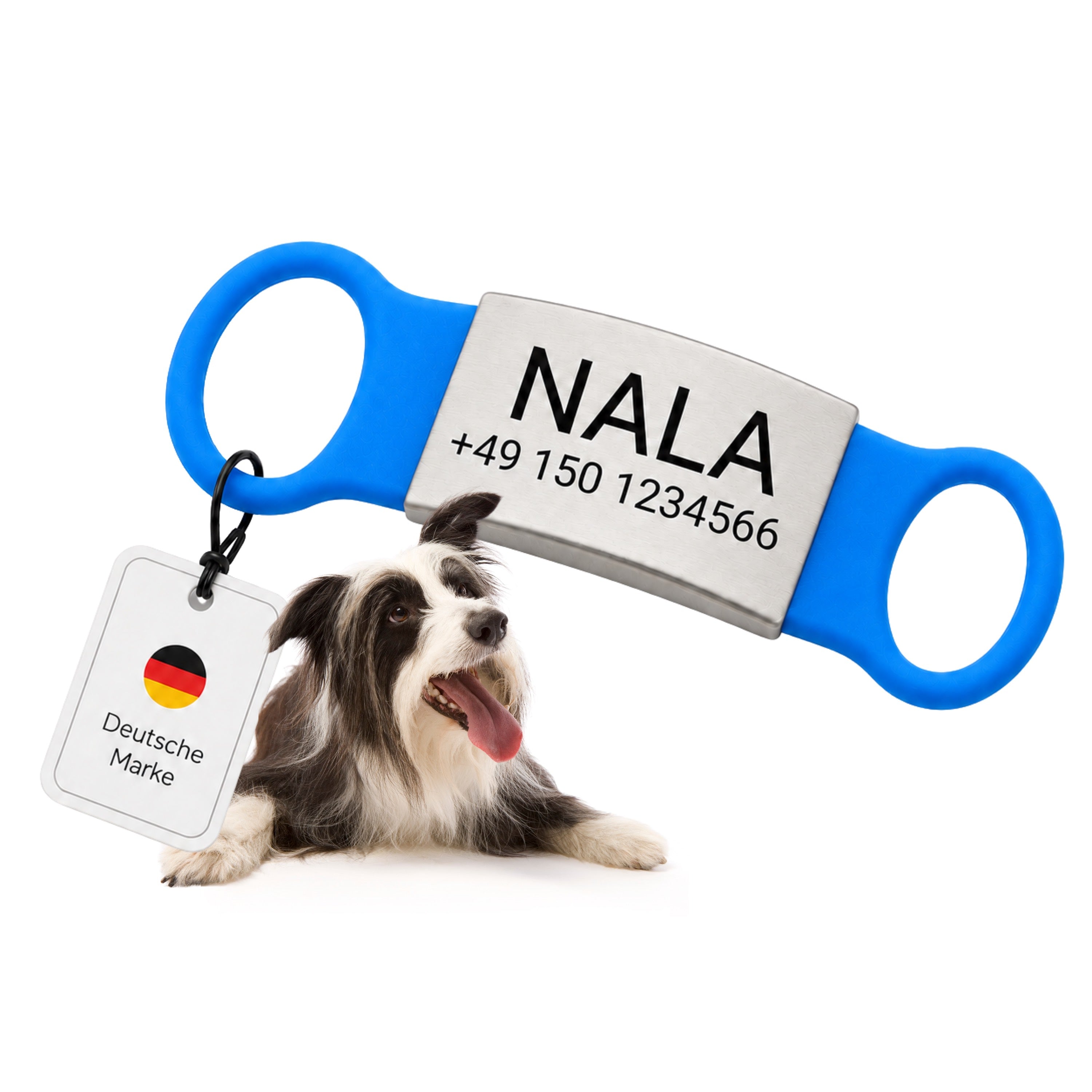 Klapperfreie Hundemarke mit Gravur – Silikon & Edelstahl, inkl. Lasergravur