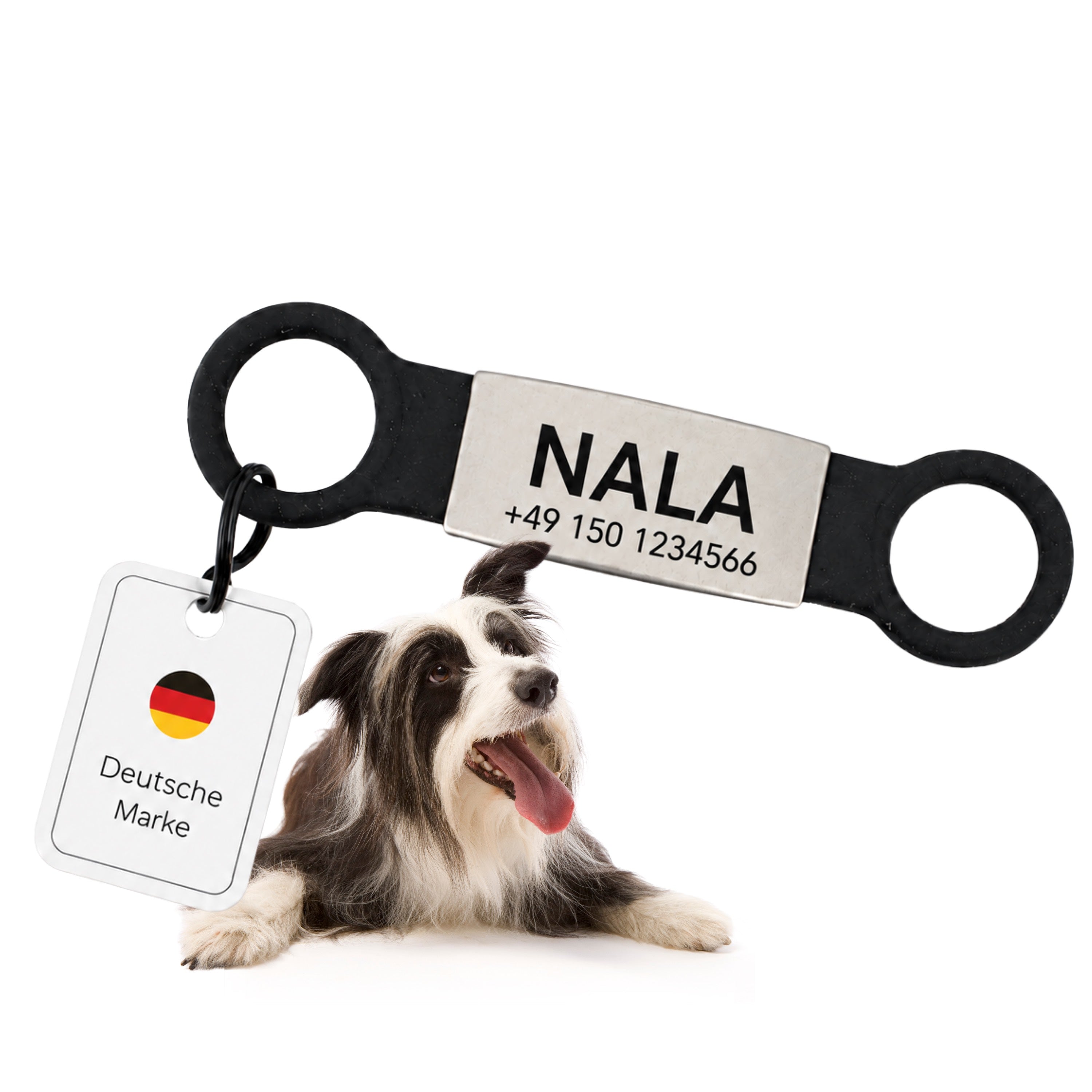 Klapperfreie Hundemarke mit Gravur – Silikon & Edelstahl, inkl. Lasergravur
