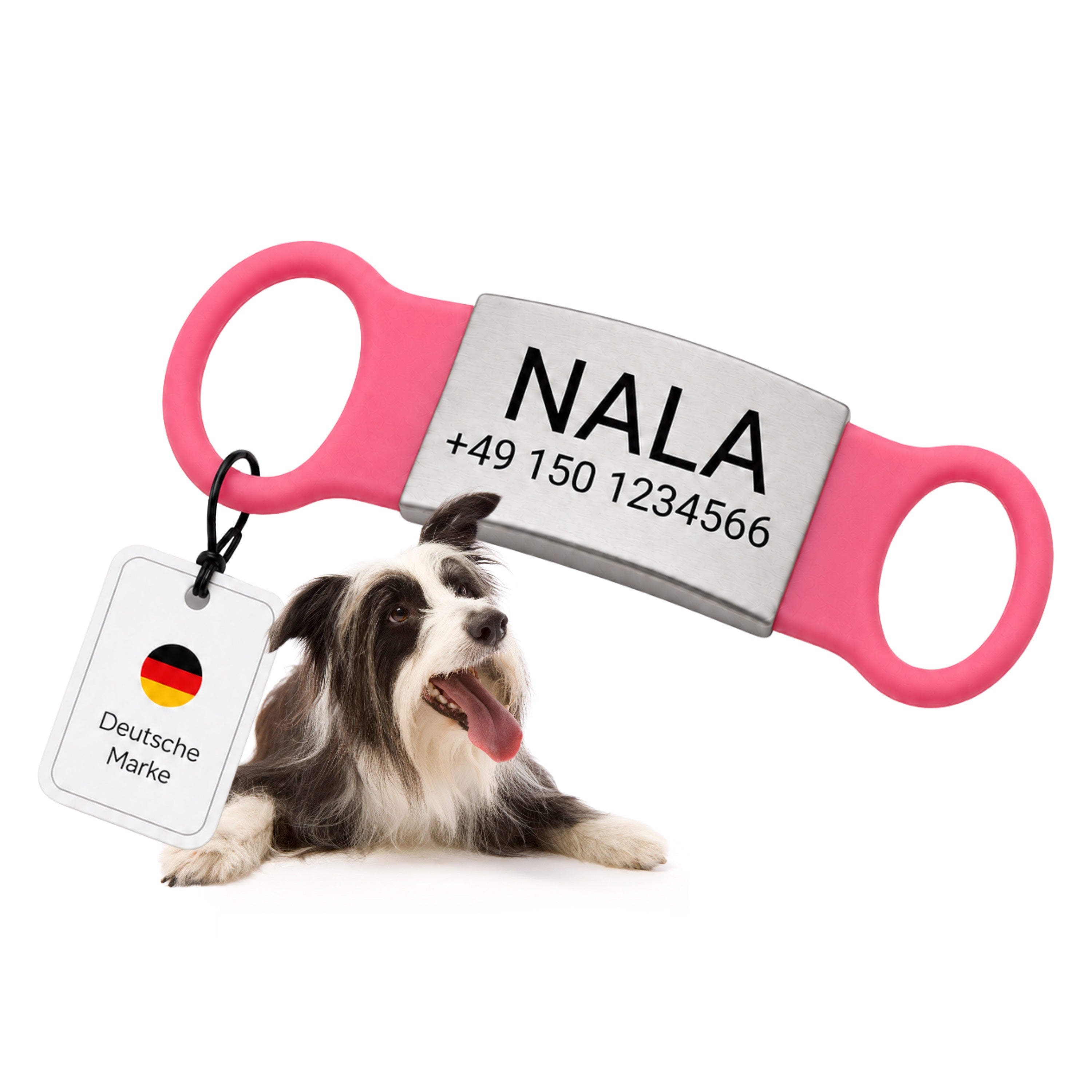 Klapperfreie Hundemarke mit Gravur – Silikon & Edelstahl, inkl. Lasergravur