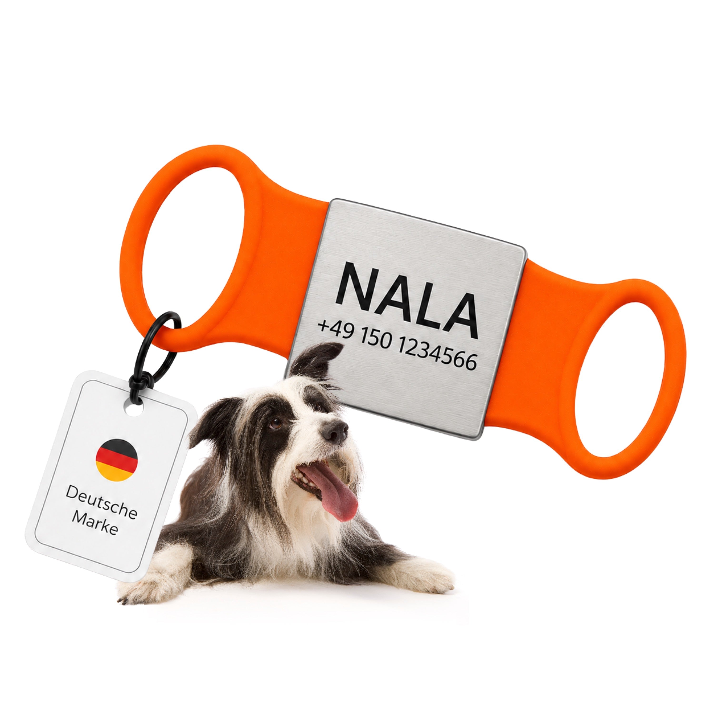 Klapperfreie Hundemarke mit Gravur – Silikon & Edelstahl, inkl. Lasergravur