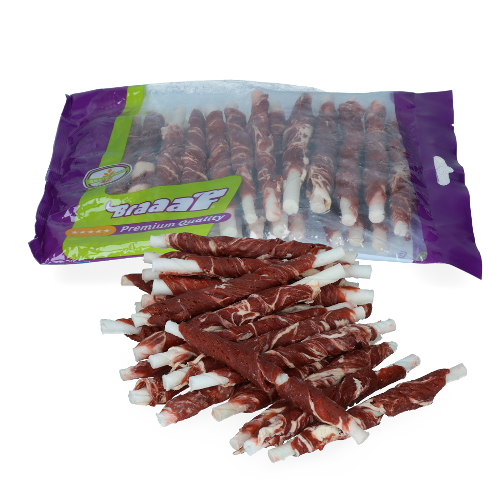 Braaaf Rawhide Roll Sticks Rind & Fisch - 25 St.