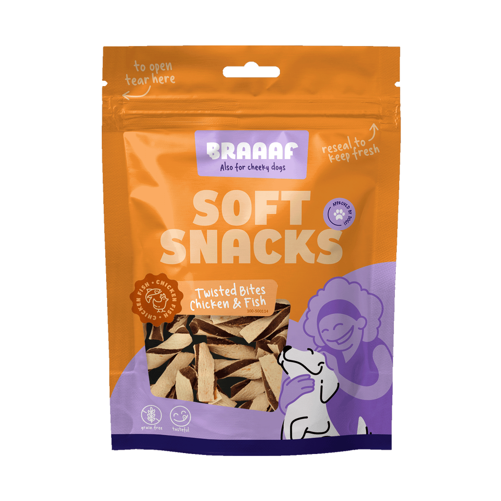 Braaaf Soft Snack Gedrehte Bites - Huhn & Fisch