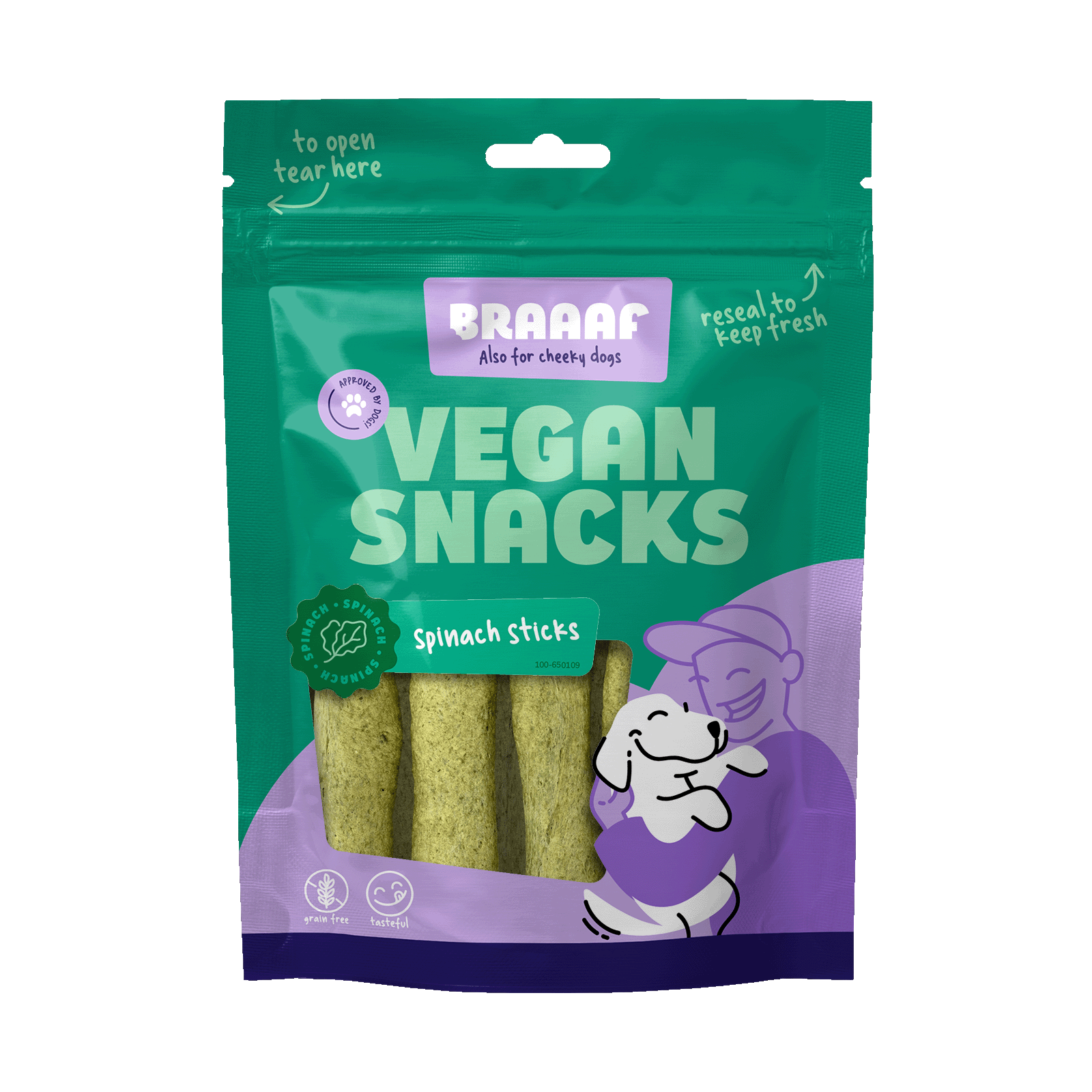 Braaaf Vegan Snack Spinat Stick – vegan & glutenfrei | 12 cm