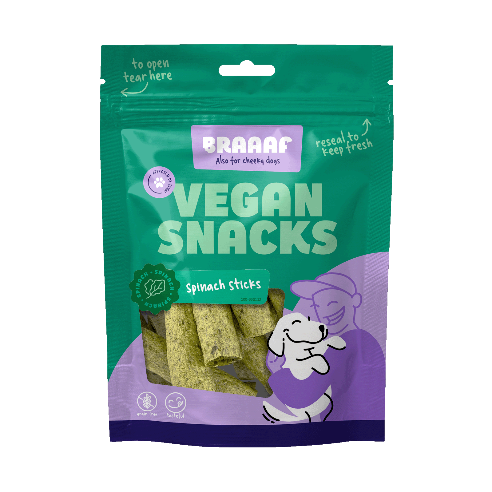 Braaaf Vegan Snack Spinat Stick – vegan & glutenfrei | 6 cm