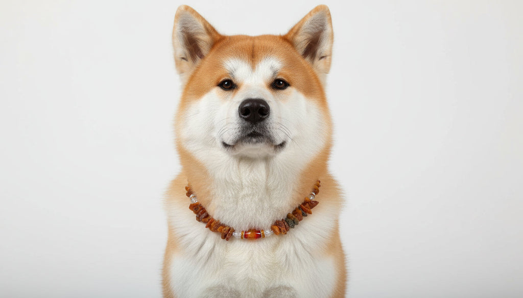 Hunde Bernsteinkette mit Achat und  Bergkristall Länge 46cm - TierVita