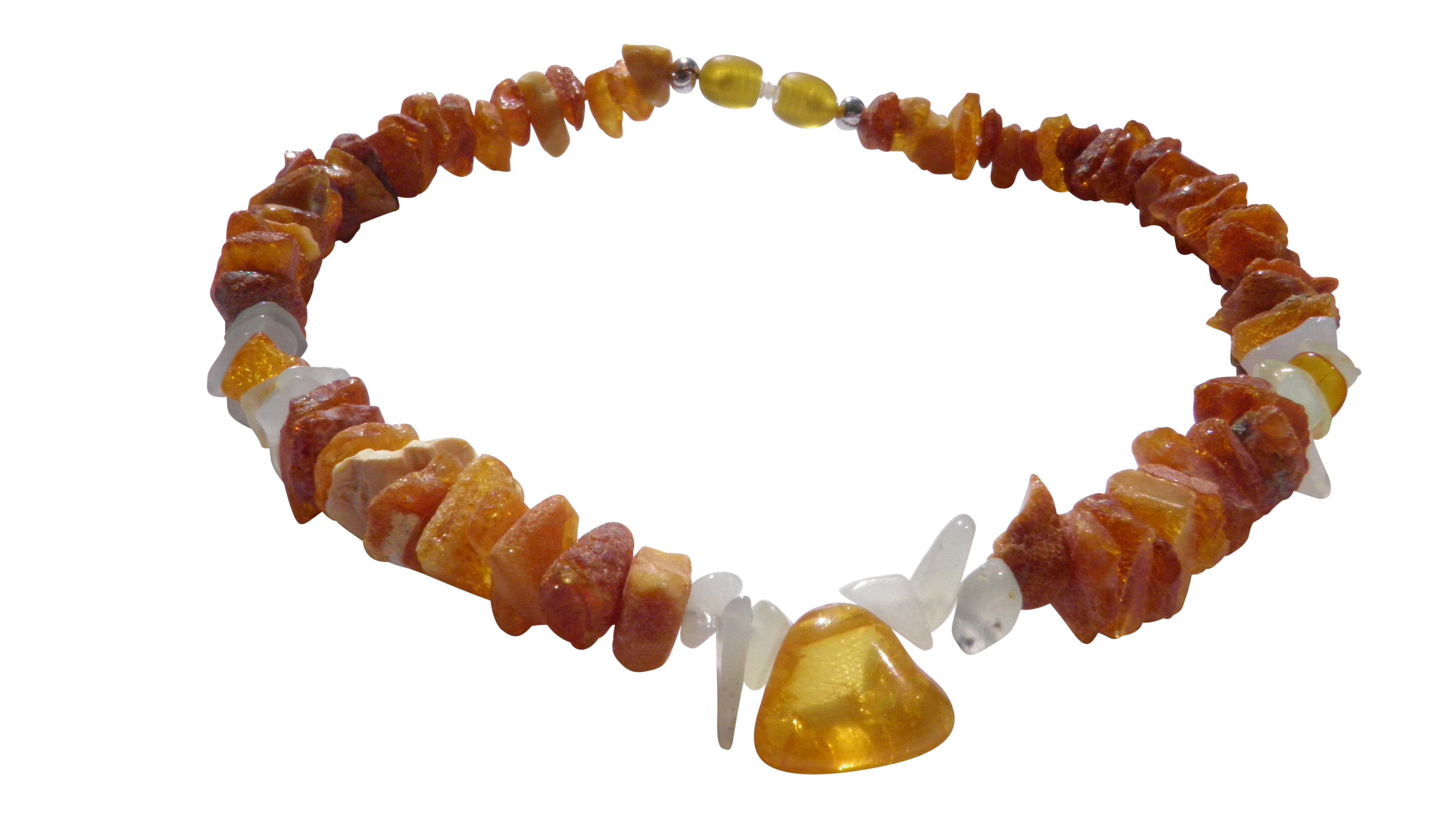 Hunde Bernsteinkette mit Jade Länge 33cm - TierVita