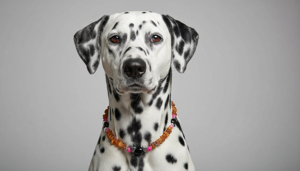 Bernsteinkette für den Hund mit Onyx und Achat Länge 42 cm - TierVita