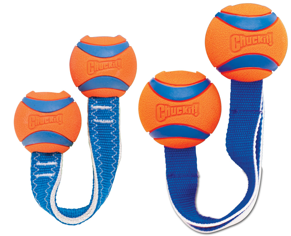 Chuckit! Ultra Duo Tug Hundespielzeug Größe M – Tauziehen & Apportieren mit 2 Bällen