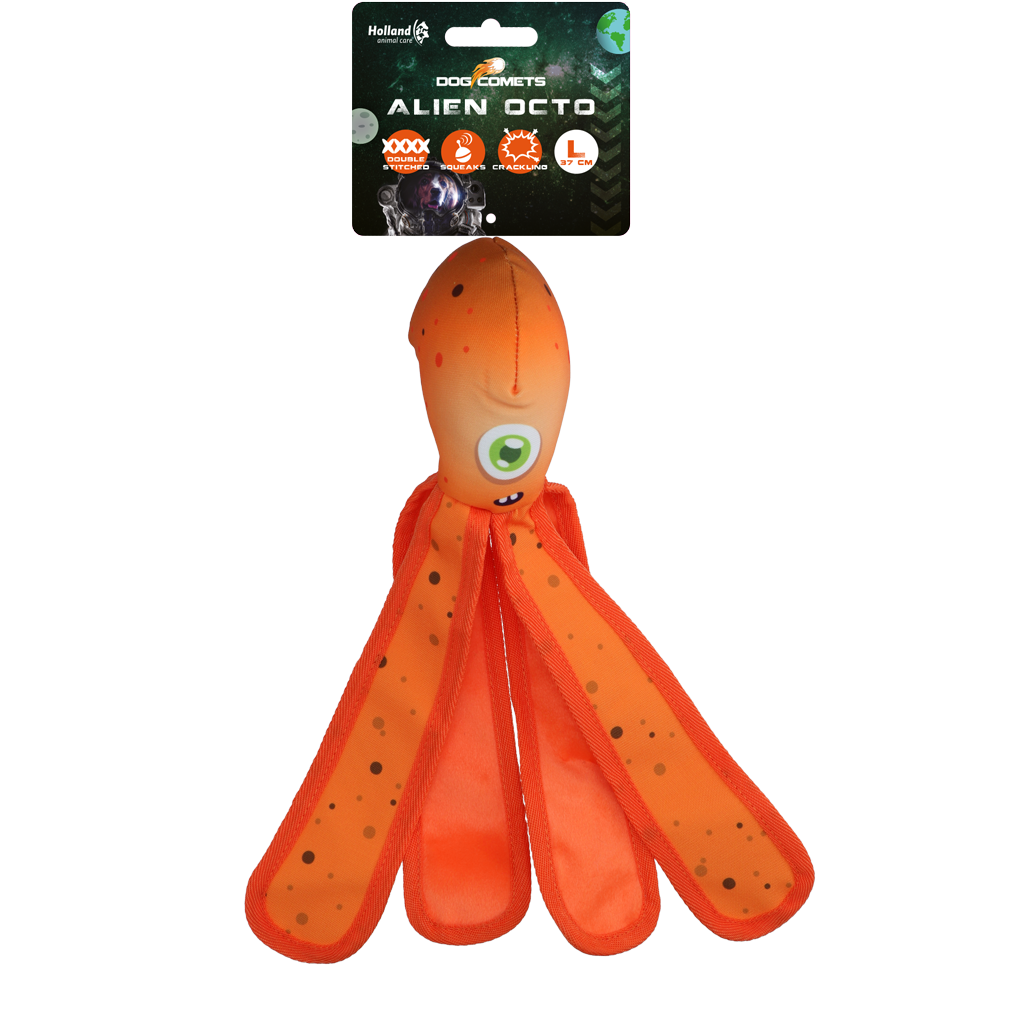 Dog Comets Alien Octo Hundespielzeug Größe L – Orange | Quietscher & Wasserspielzeug