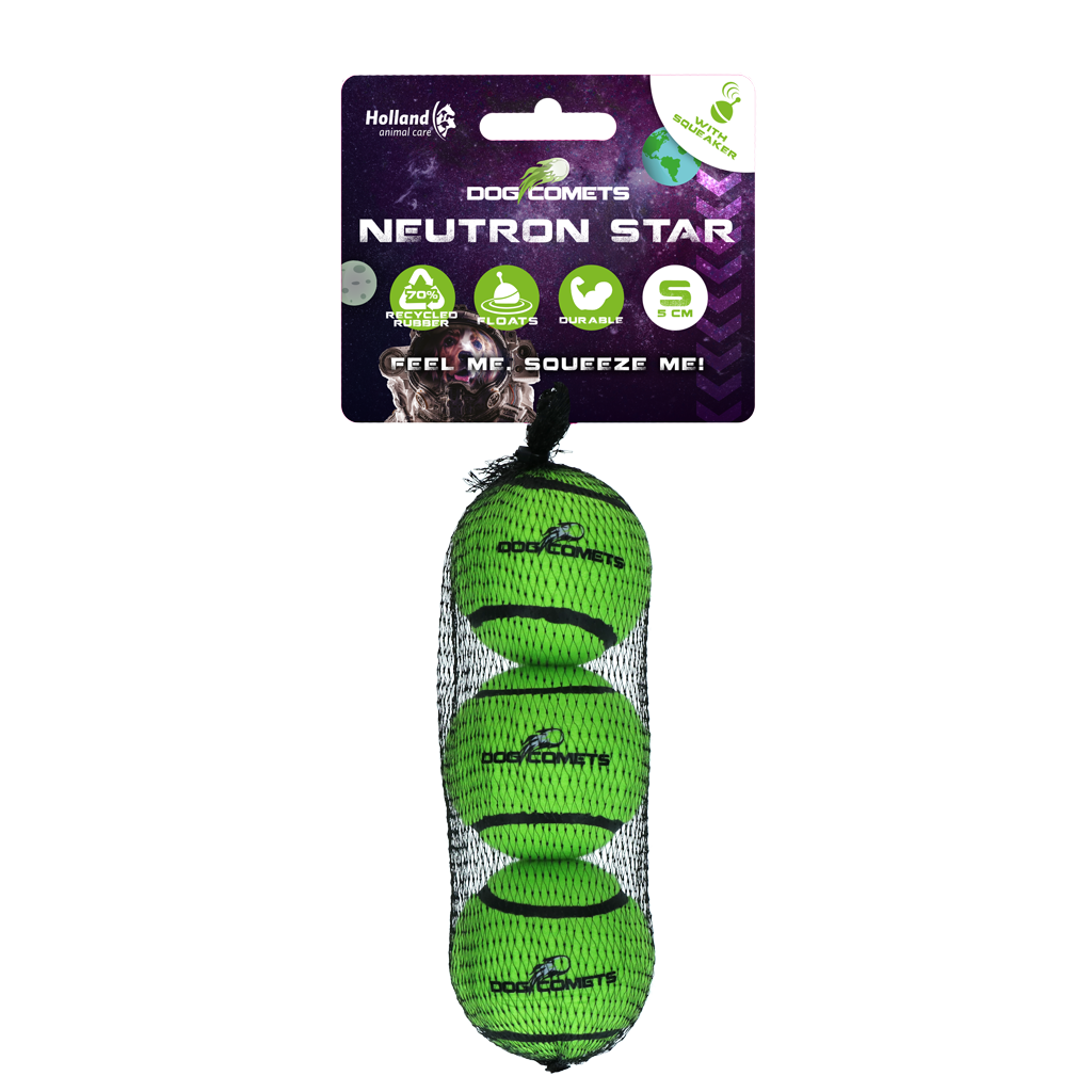 Dog Comets Neutron Star Tennisball Mit Quietscher S Grün (3-pack)
