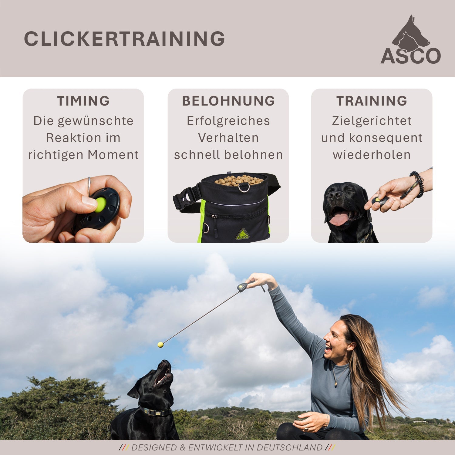 ASCO Finger Clicker – Clickertraining Premium Klicker für Hunde, Katzen, Pferde - TierVita