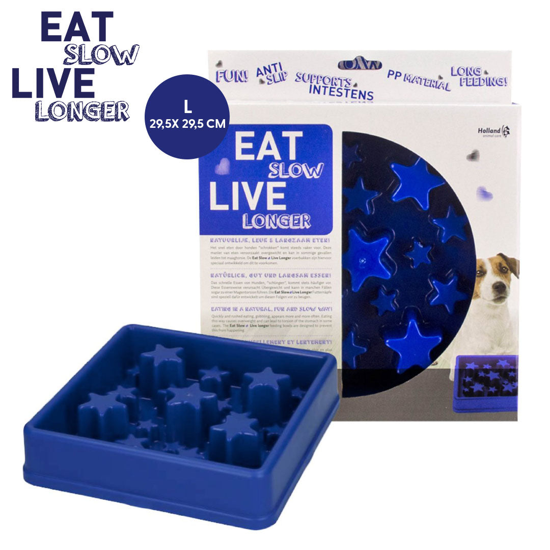 Eat Slow Live Longer Star Blau L