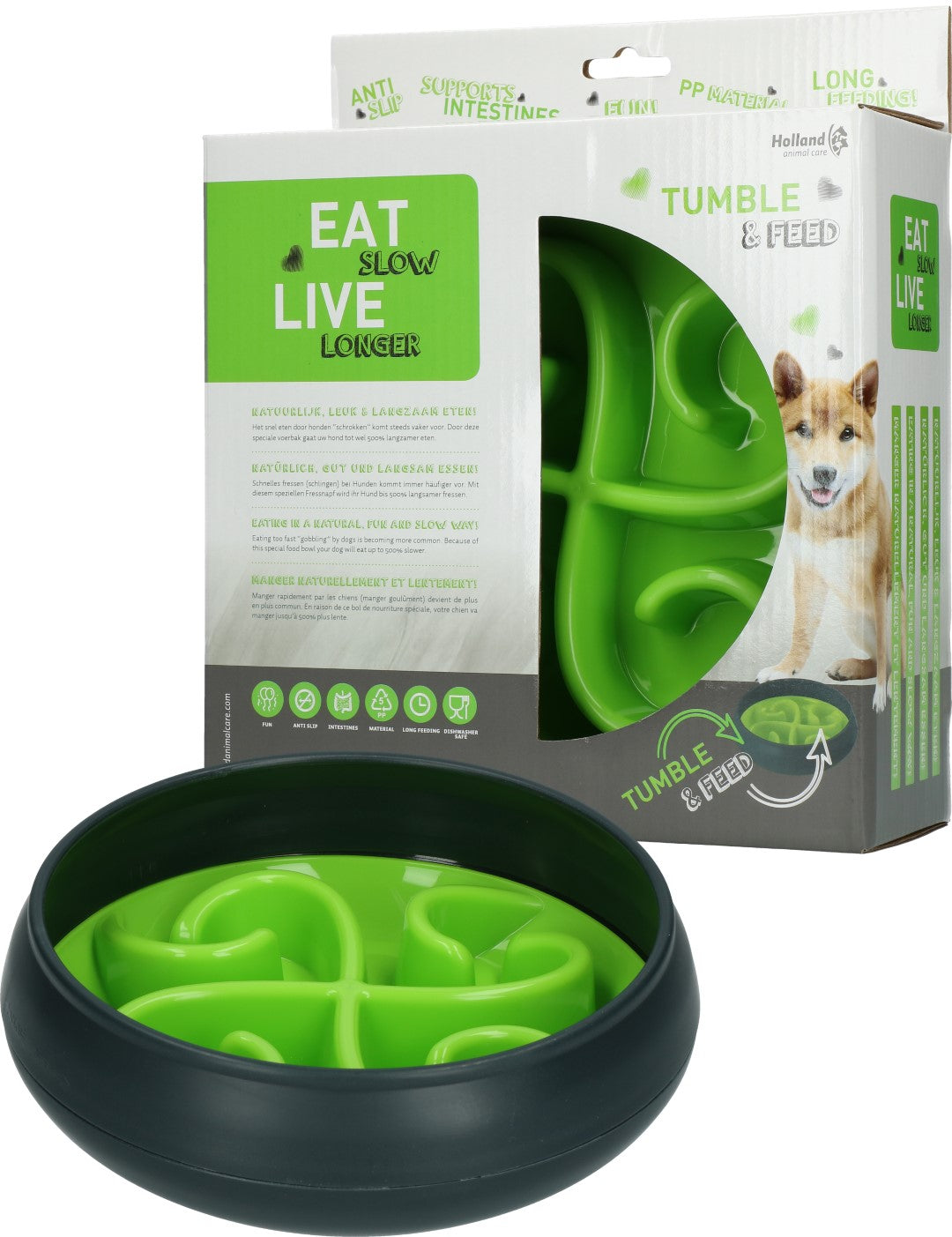 Eat Slow Live Longer Tumble Feeder Grün