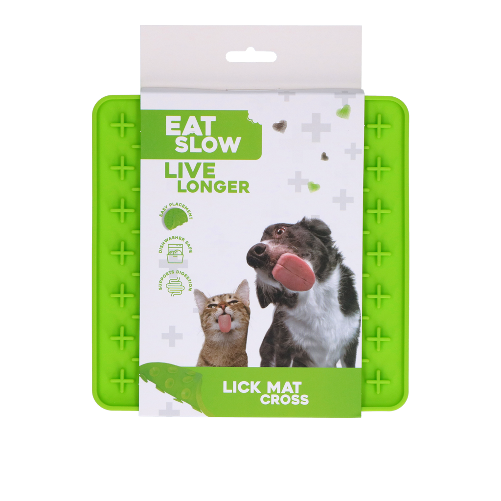 Eat Slow Live Longer Lick Mat Cross Grün
