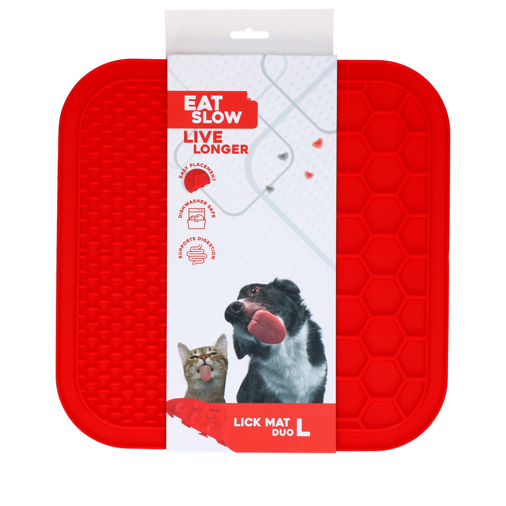 Eat Slow Live Longer Lick Mat Duo L Rot