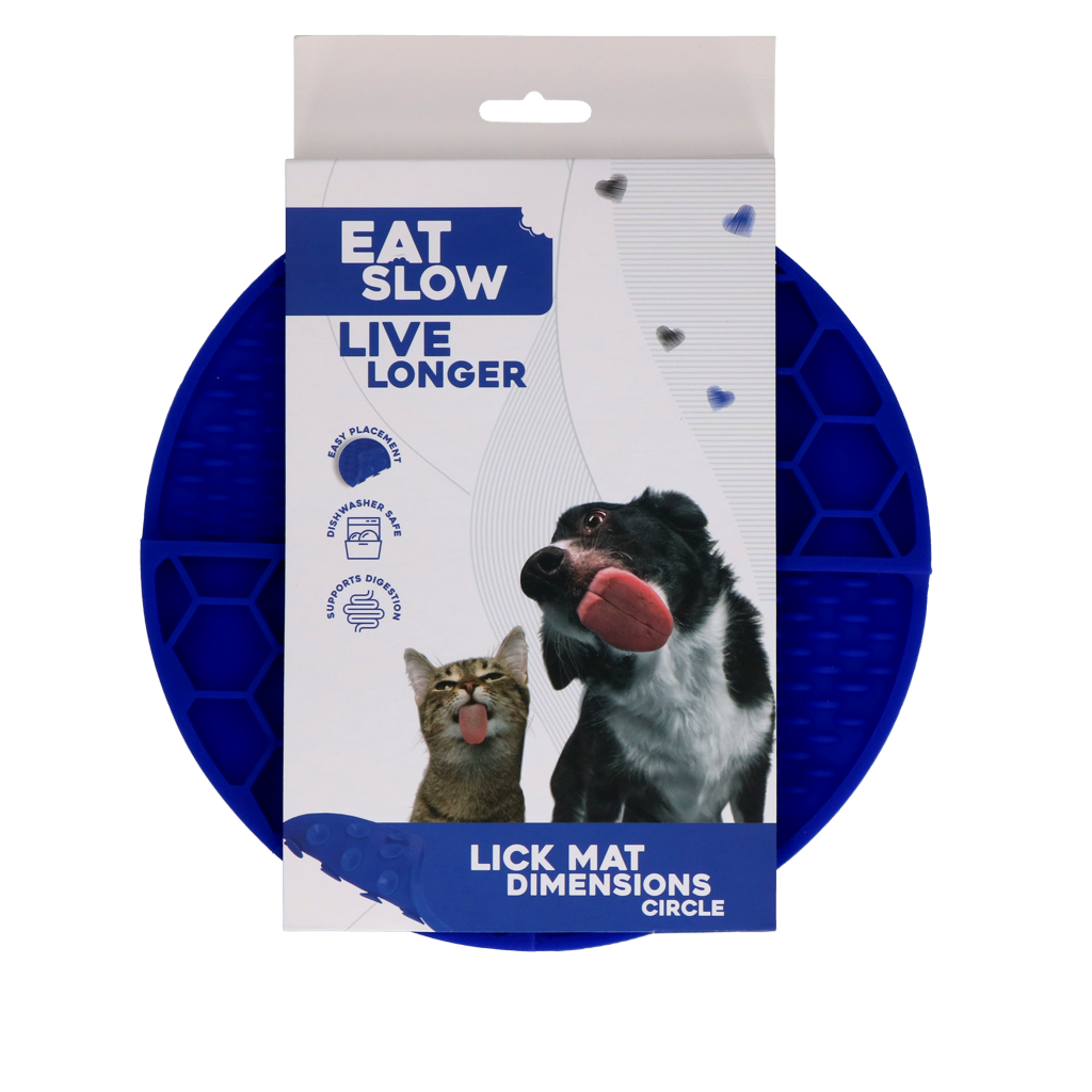 Eat Slow Live Longer Lick Mat Dimensions Circle Blau