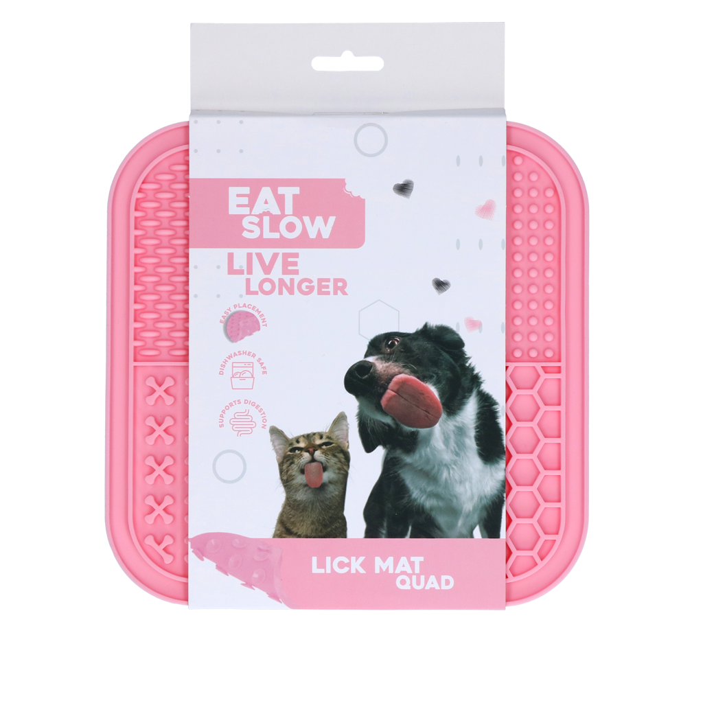 Eat Slow Live Longer Lick Mat Quad Rosa
