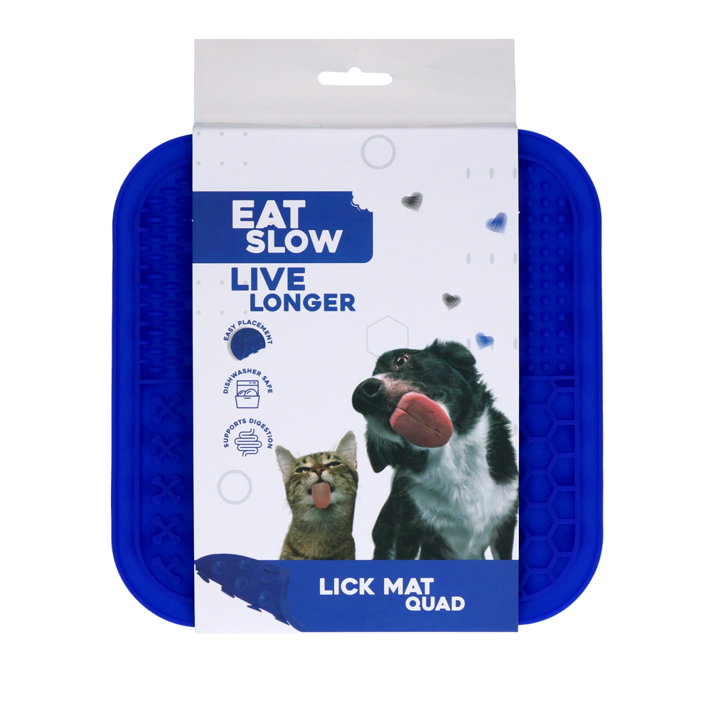 Eat Slow Live Longer Lick Mat Quad Blau
