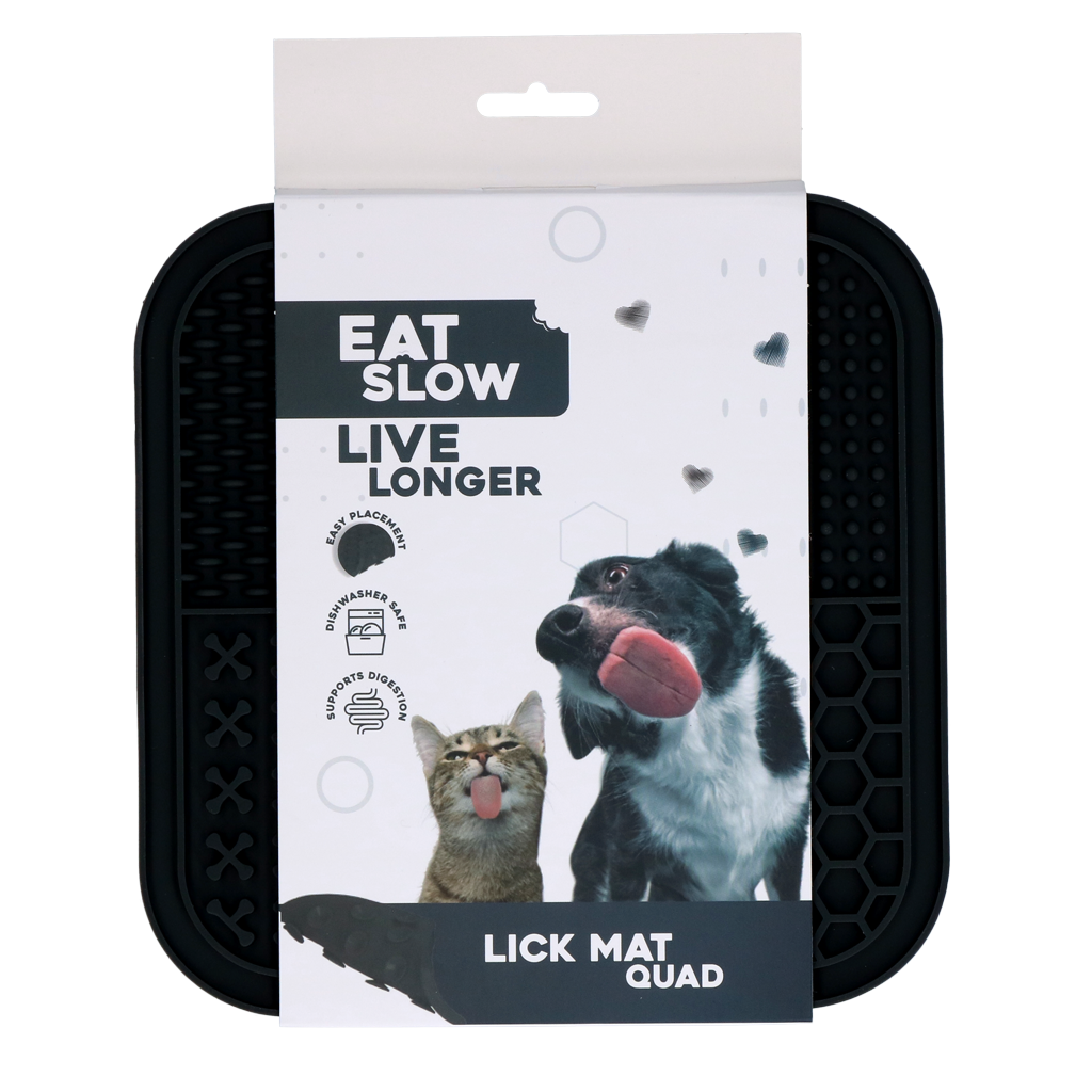 Eat Slow Live Longer Lick Mat Quad Grau