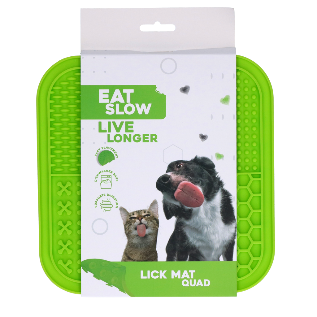 Eat Slow Live Longer Lick Mat Quad Grün