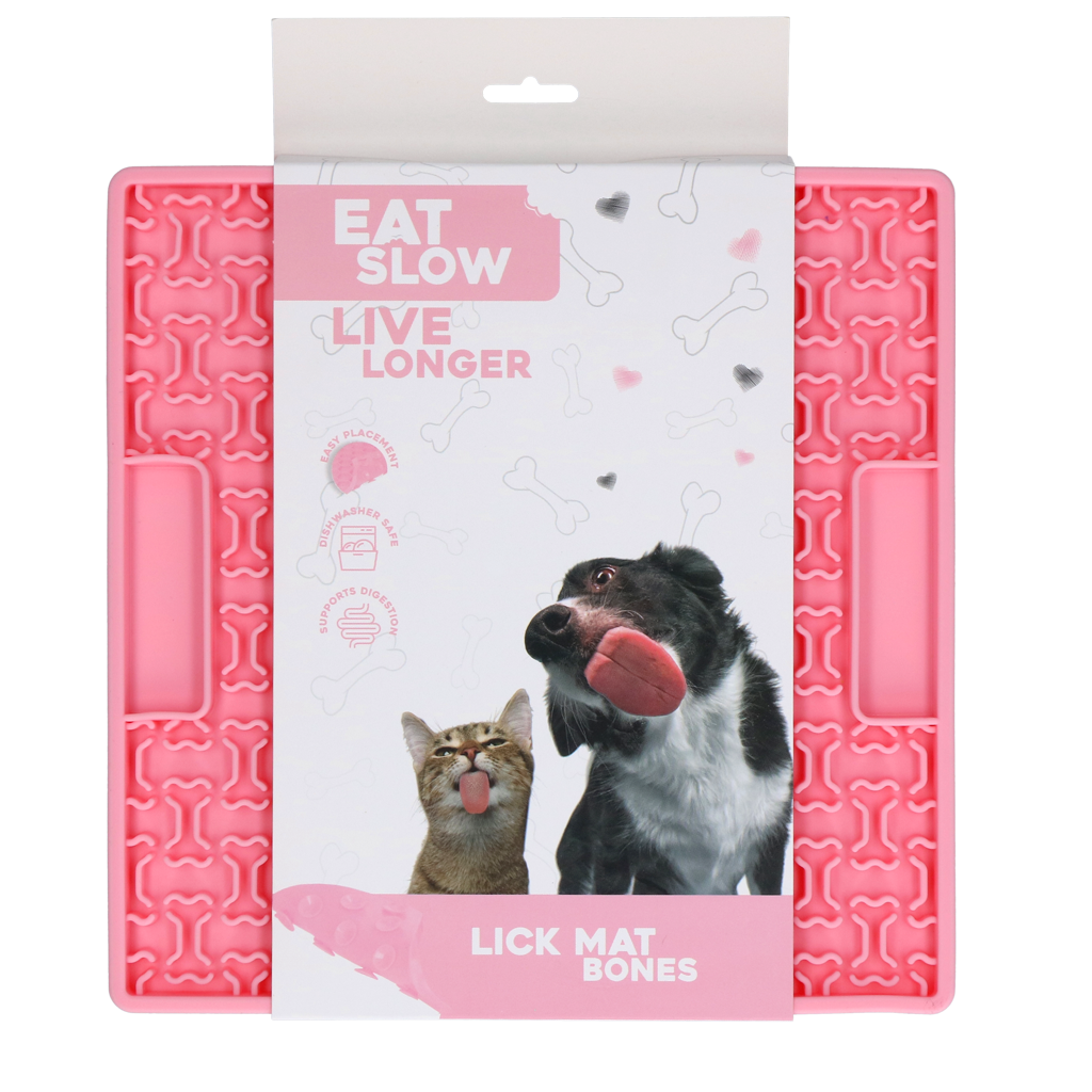 Eat Slow Live Longer Lick Mat Bones Rosa