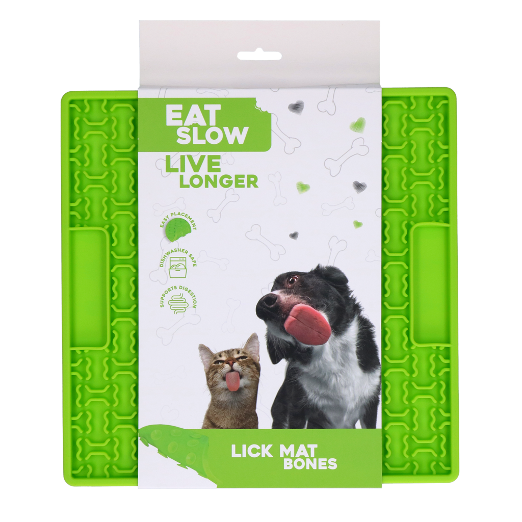 Eat Slow Live Longer Lick Mat Bones Grün