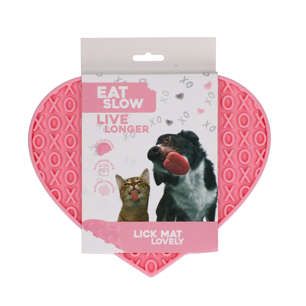 Eat Slow Live Longer Lick Mat Lovely Heart Rosa