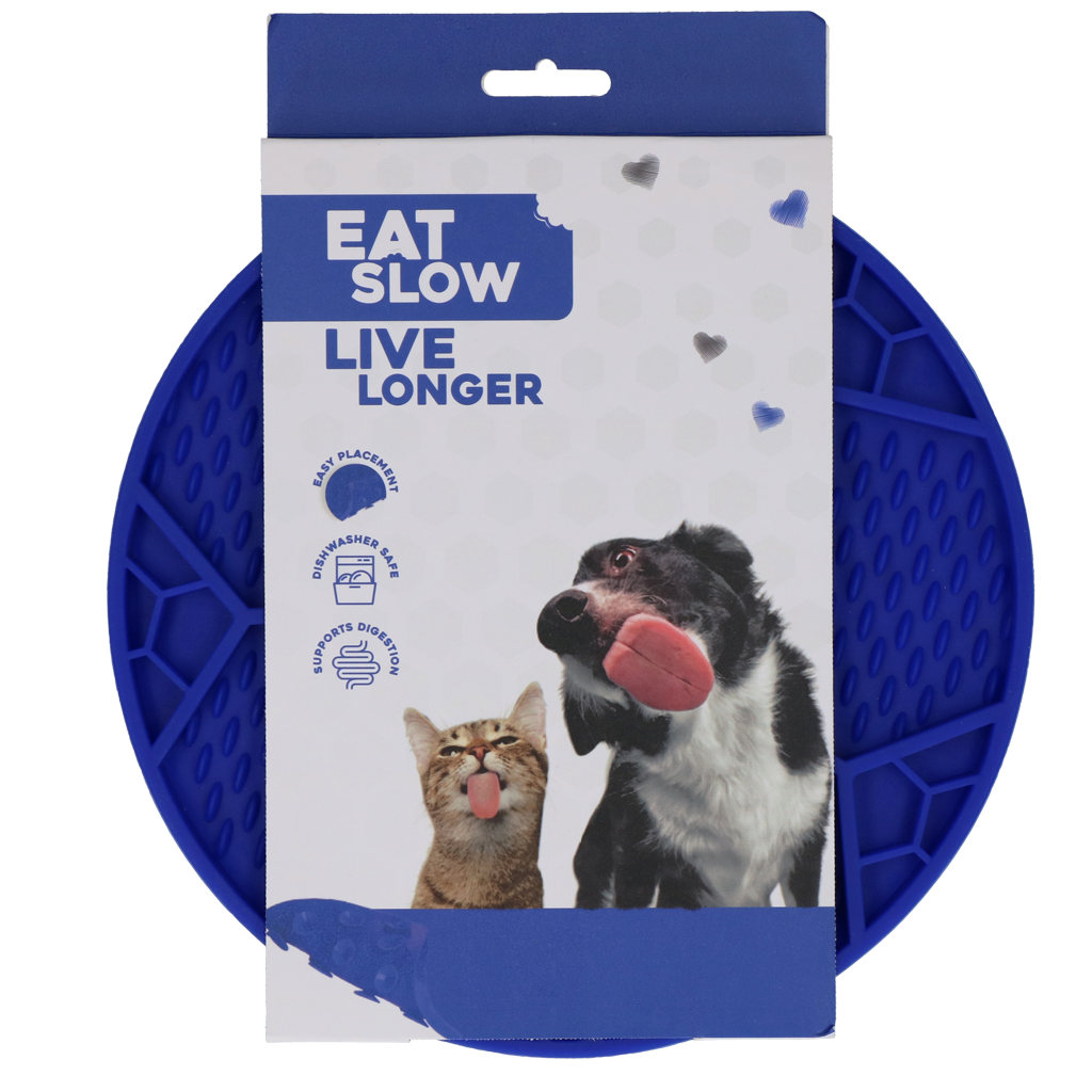 Eat Slow Live Longer Lick Mat Soccer Ball Blau