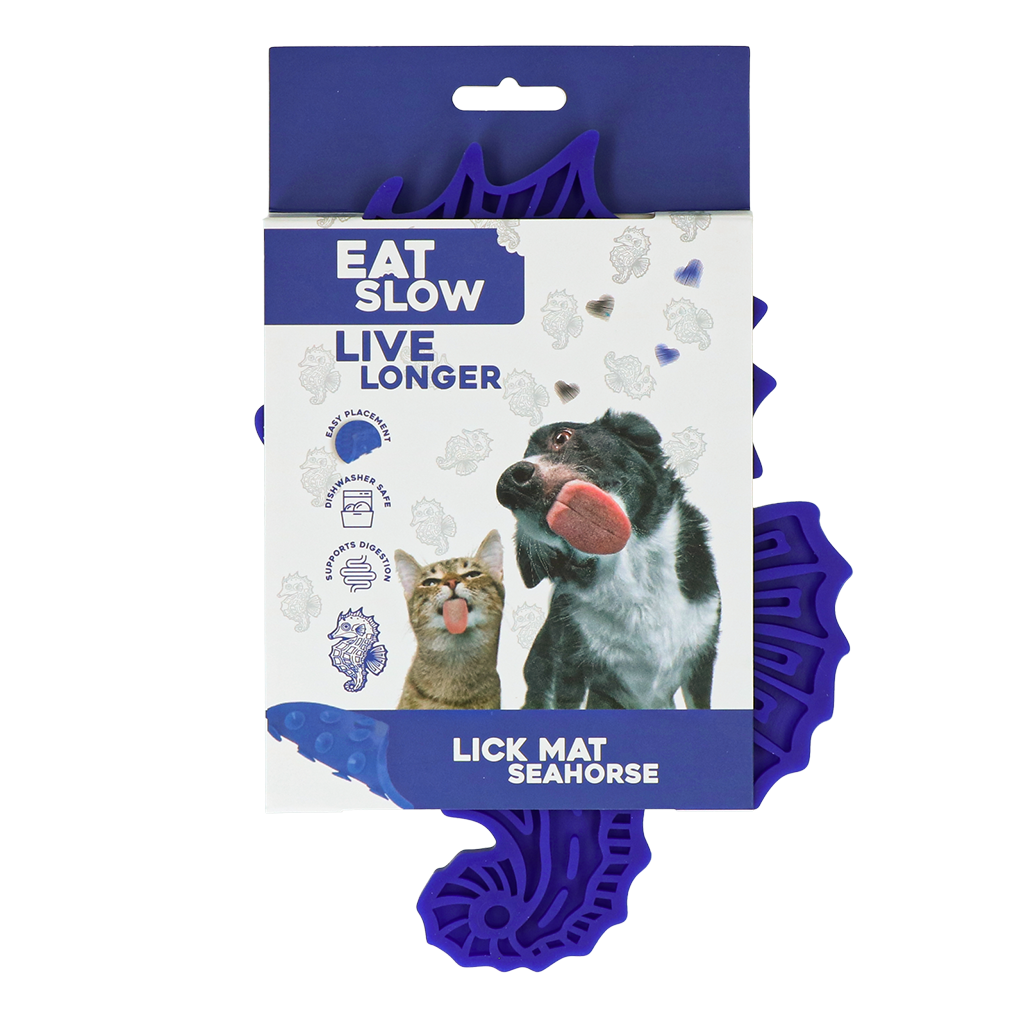 Eat Slow Live Longer Lick Mat Seahorse Blau