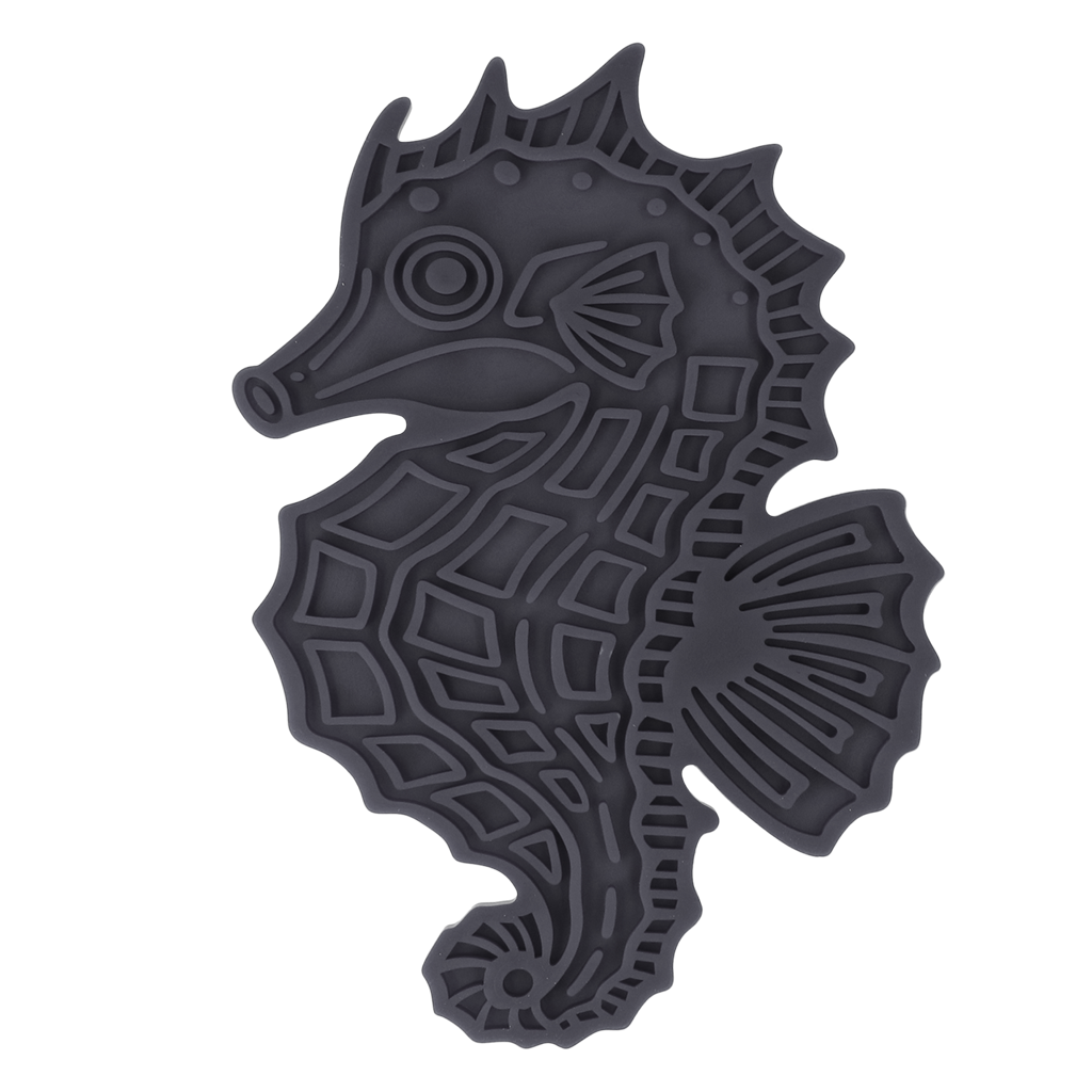 Eat Slow Live Longer Lick Mat Seahorse Grau