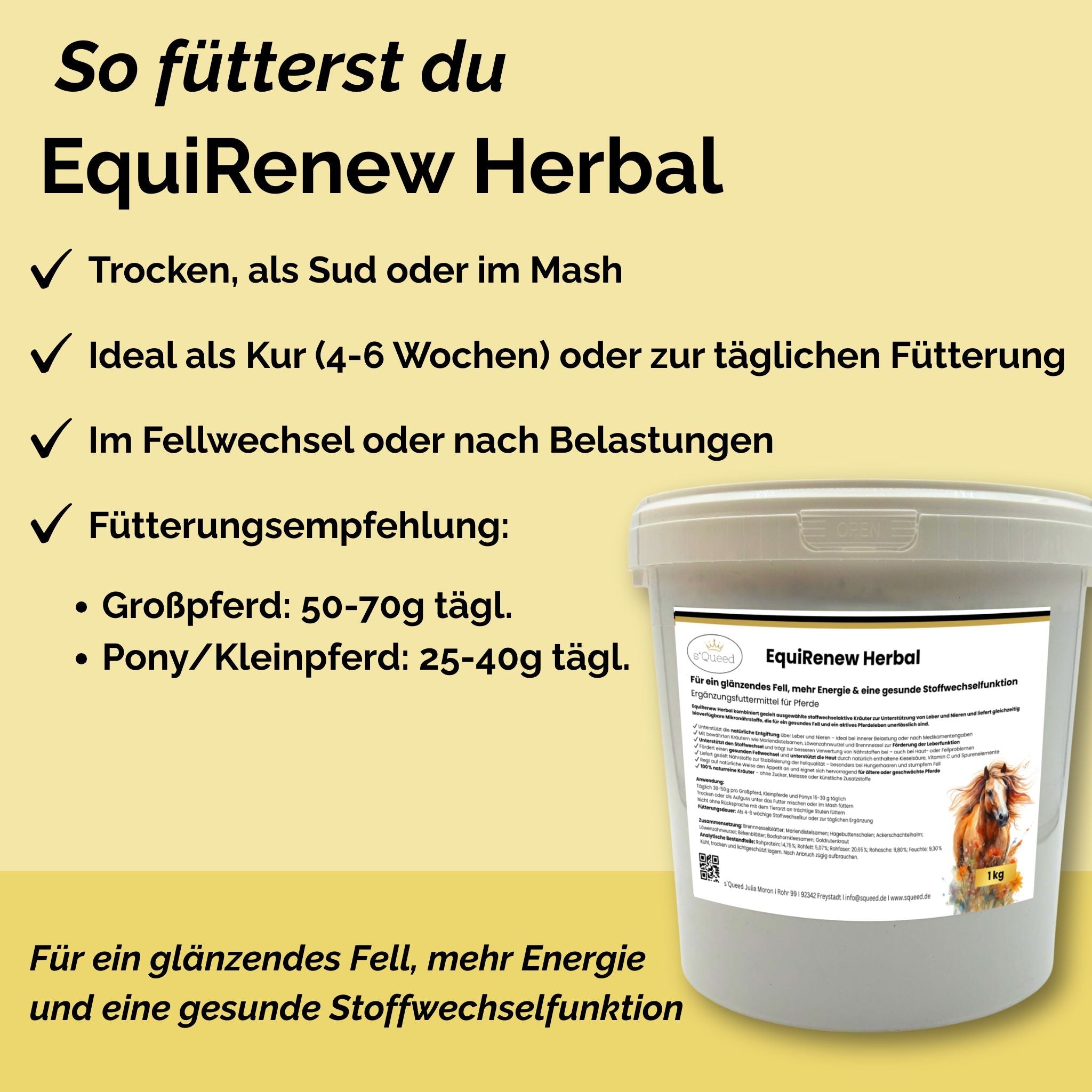 Kräutermischung EquiActive Herbal 1kg für Pferde – Beweglichkeit & Gelenke