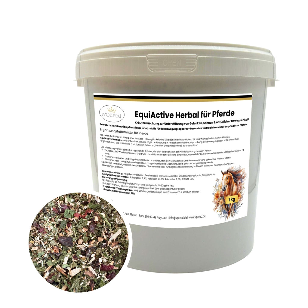 Kräutermischung EquiActive Herbal 1kg für Pferde – Beweglichkeit & Gelenke