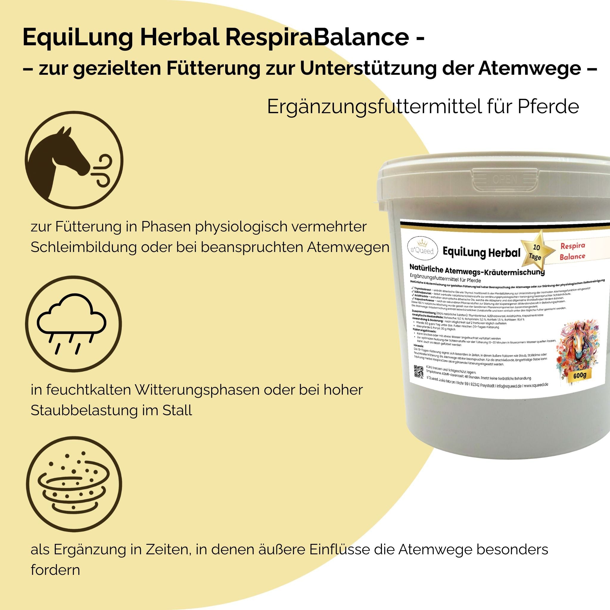 Kräutermischung EquiLung Herbal RespiraBalance für Pferde – Atemwege