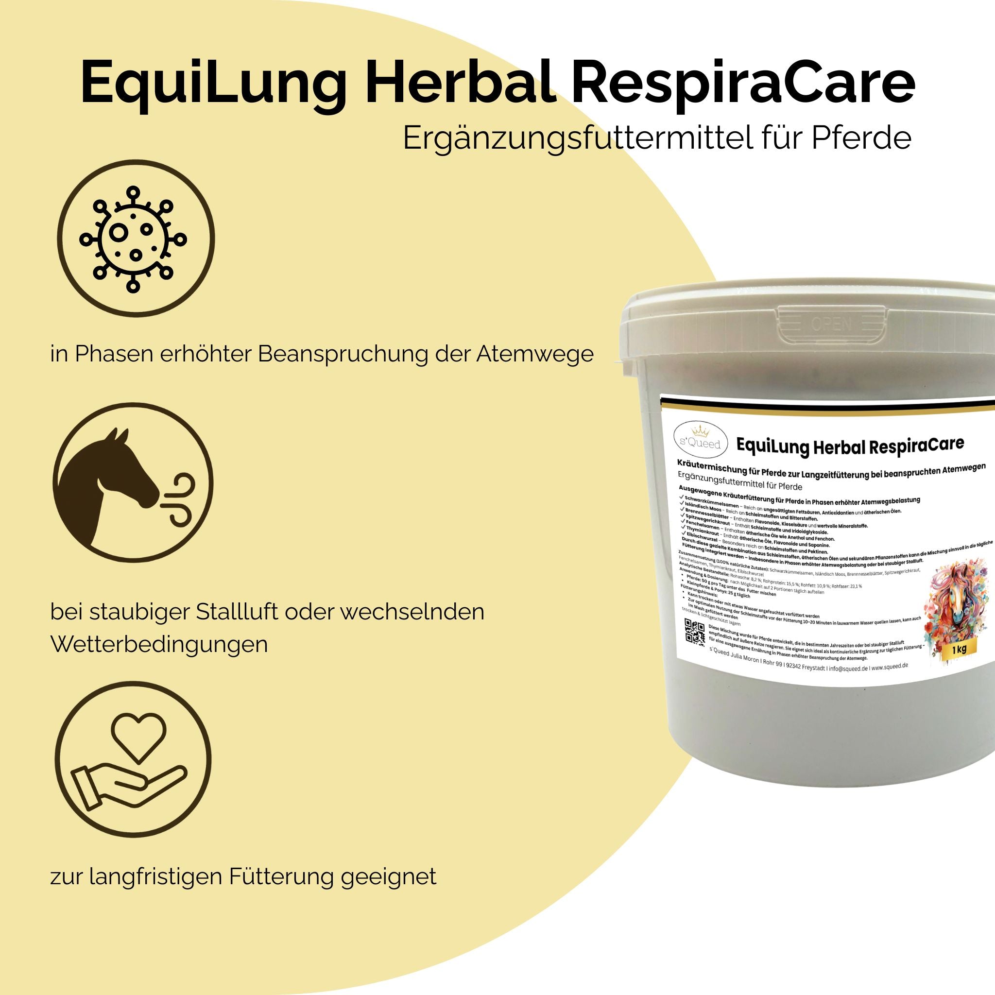 EquiLung Herbal RespiraCare – Kräutermischung für Pferde zur Langzeitfütterung bei beanspruchten Atemwegen - TierVita