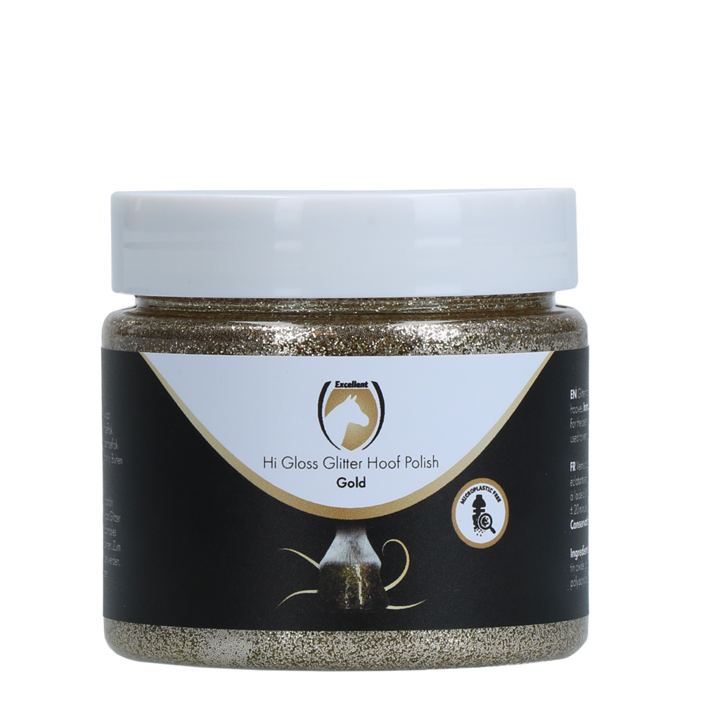 Excellent Horse Hi Gloss Glitter Hoof Polish Gold 150 ml