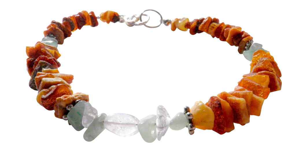 Hunde Bernsteinkette mit Jade und Bergkristall Länge 34cm - TierVita