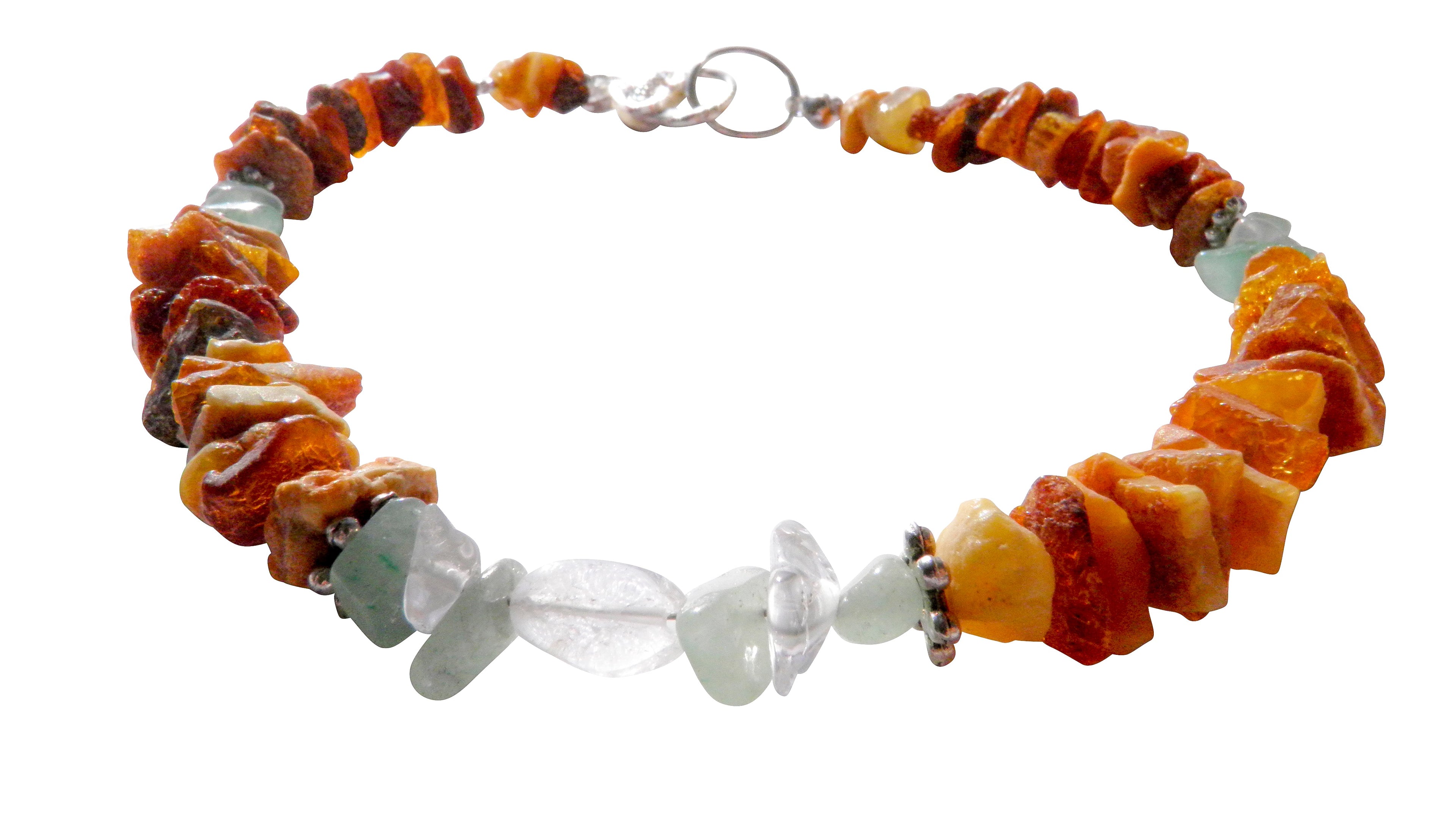 Hunde Bernsteinkette mit Jade und Bergkristall Länge 34cm - TierVita