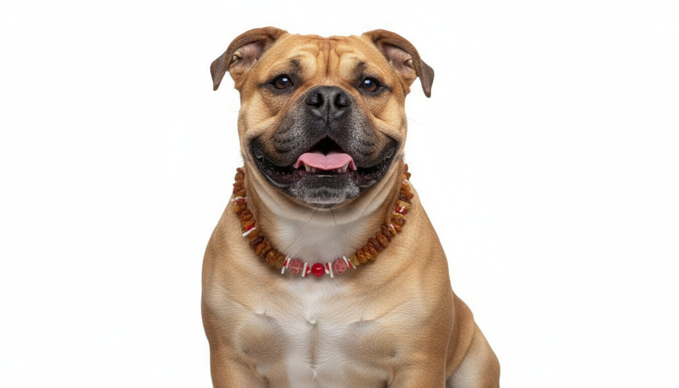 Hunde Bernsteinkette mit Koralle Länge 46cm - TierVita