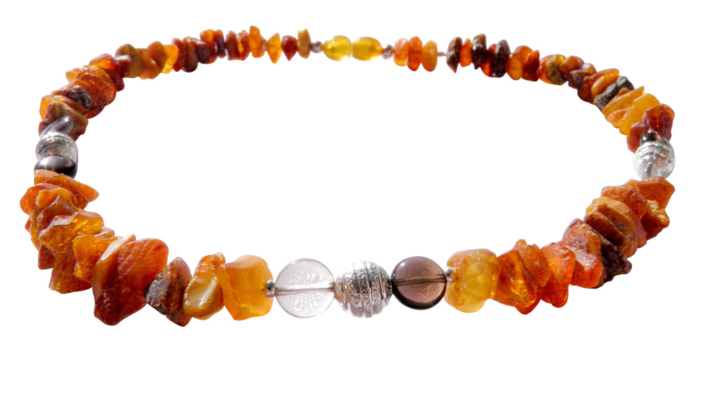 Bernsteinkette Hund mit Rauchquarz 37cm - TierVita