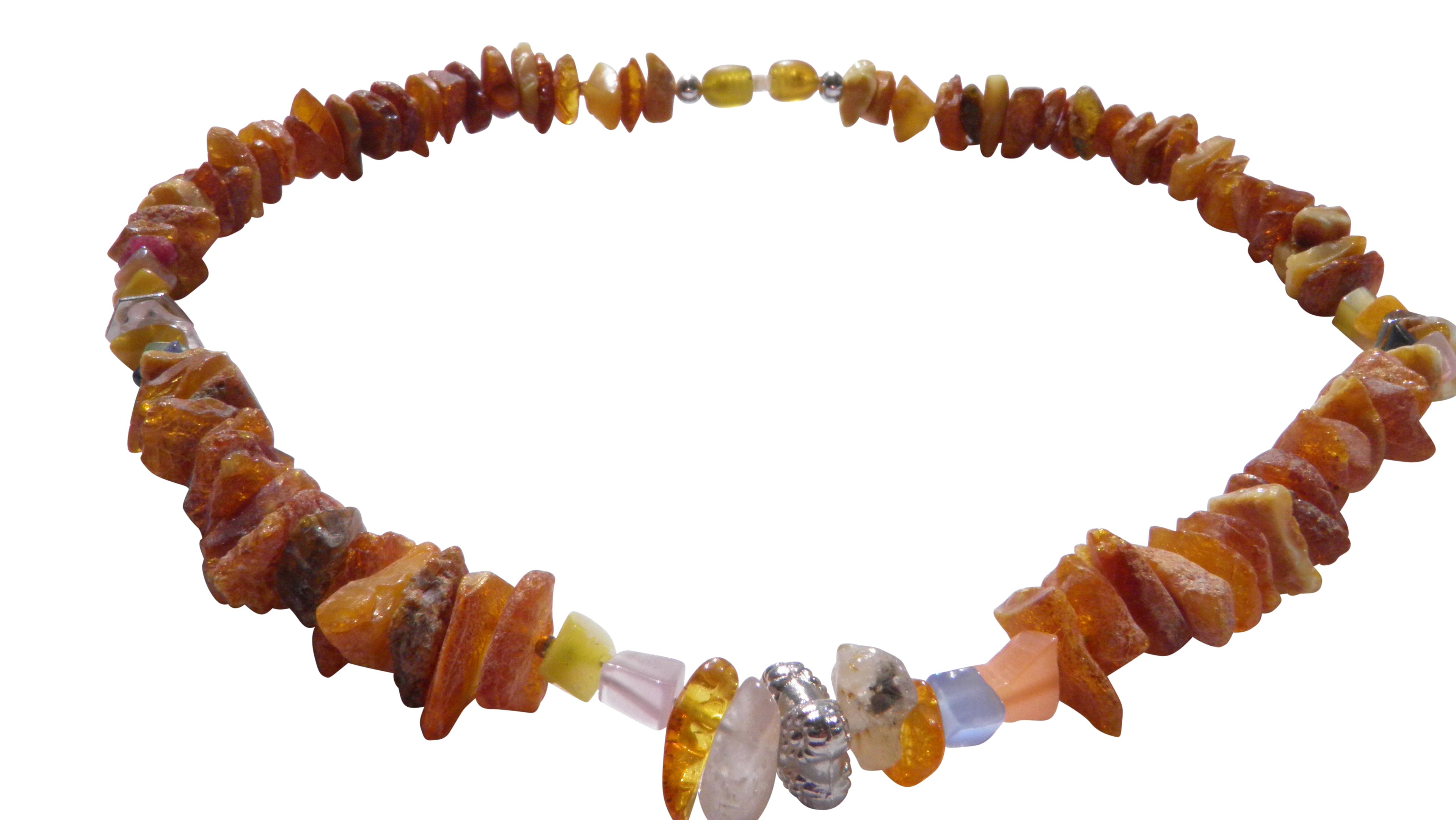 Hunde Bernsteinkette mit Edelsteinmix Länge 43cm - TierVita